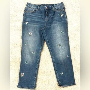 Chico’s So Slimming Girlfriend Slim Leg Ankle Sz 12P CottonSpandex Gem Jeans $98